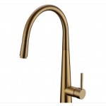 Round Brushed Yellow Gold Pull Out Kitchen Sink Mixer Tap